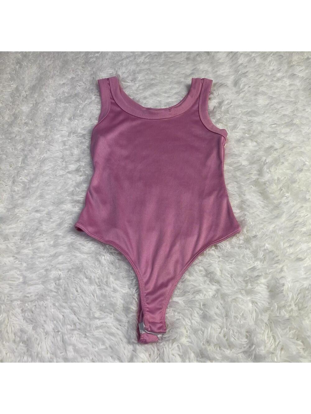 21 Saints Sleeveless Elastic Stretchy Bodysuit Pink